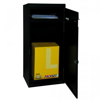 Preview: Paketbriefkasten Mefa Cedar 881 Schwarzgrau RAL 7021 mit Namensschild